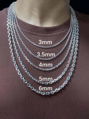 3mm,3.5mm,4mm,5mm,6mm  Silver Chain Mens Chain Sterling 925 Chain