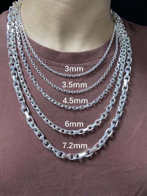 3mm,3.5mm,4.5mm,6mm,7.2mm  Silver Chain Mens Chain Sterling 925 Chain