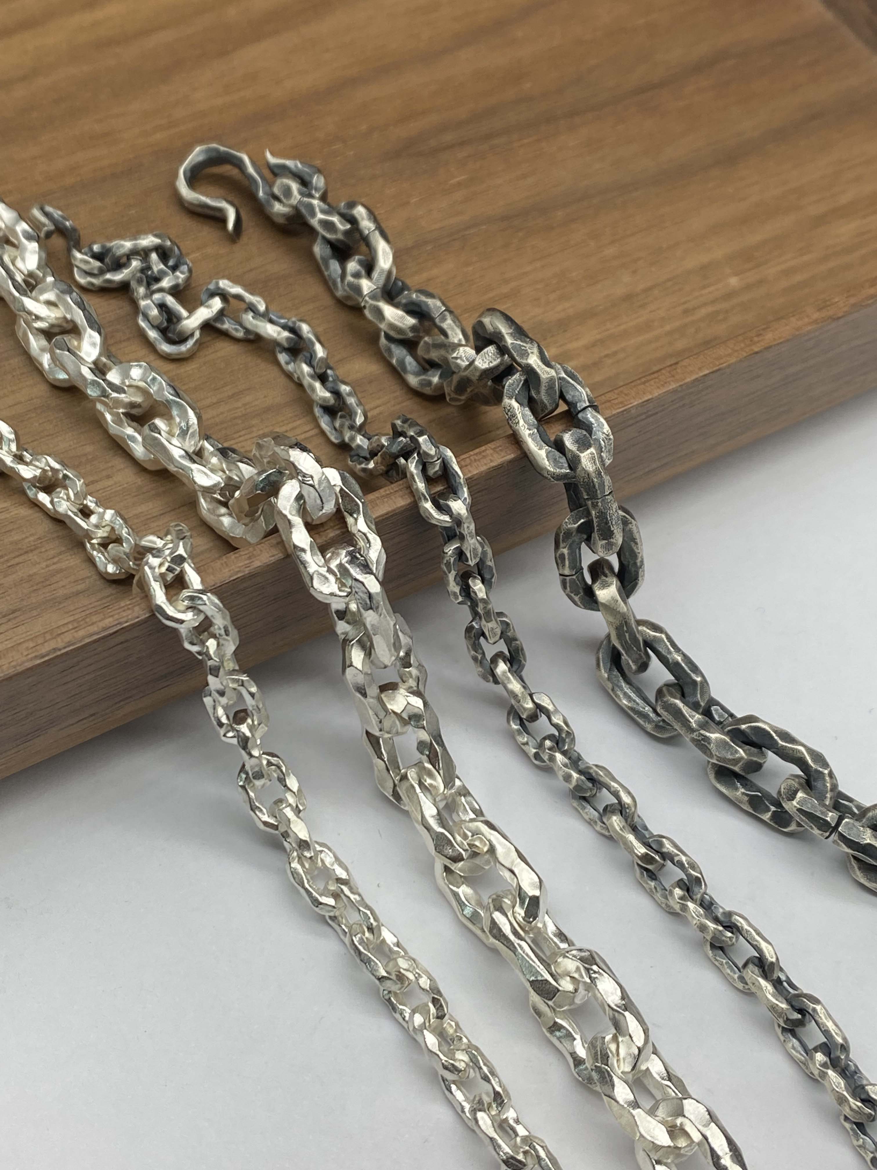 6mm,8mm,10mm Silve Chain Oxidized Silver Chain Handmade Chain Chunky Cable Chain Sterling Silver 925