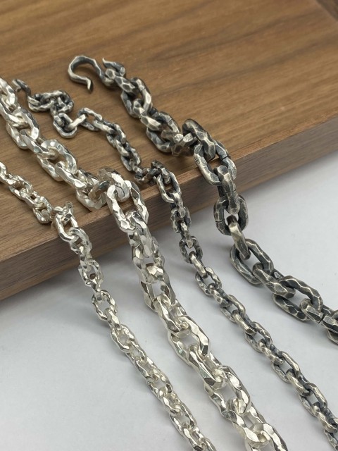 6mm,8mm,10mm Silve Chain Oxidized Silver Chain Handmade Chain Chunky Cable Chain Sterling Silver 925