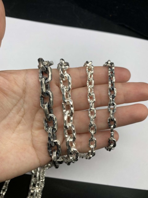6mm,8mm,10mm Silve Chain Oxidized Silver Chain Handmade Chain Chunky Cable Chain Sterling Silver 925