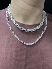 6mm,8mm,10mm Silve Chain Oxidized Silver Chain Handmade Chain Chunky Cable Chain Sterling Silver 925