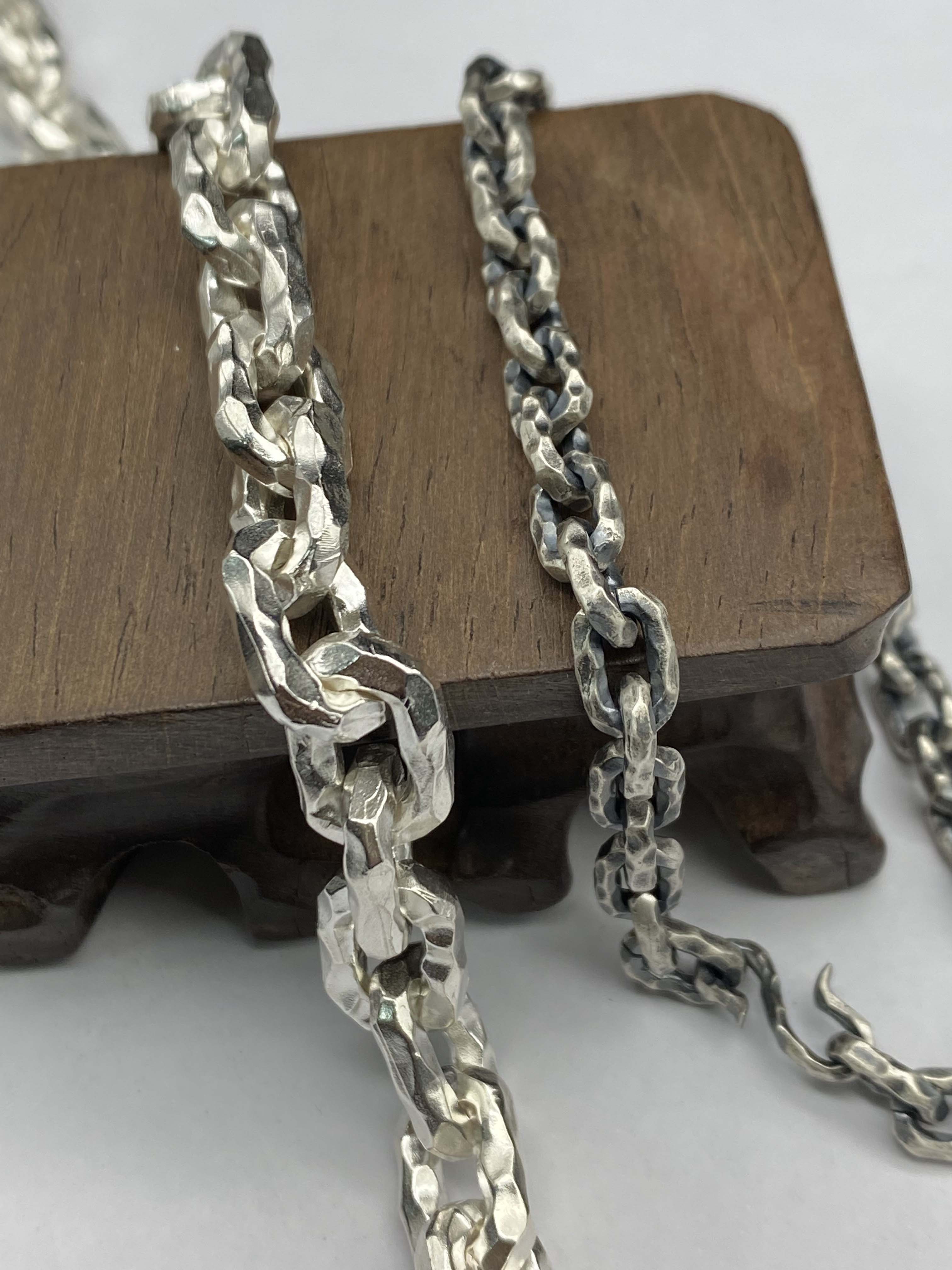 6mm,8mm,10mm Silve Chain Oxidized Silver Chain Handmade Chain Chunky Cable Chain Sterling Silver 925