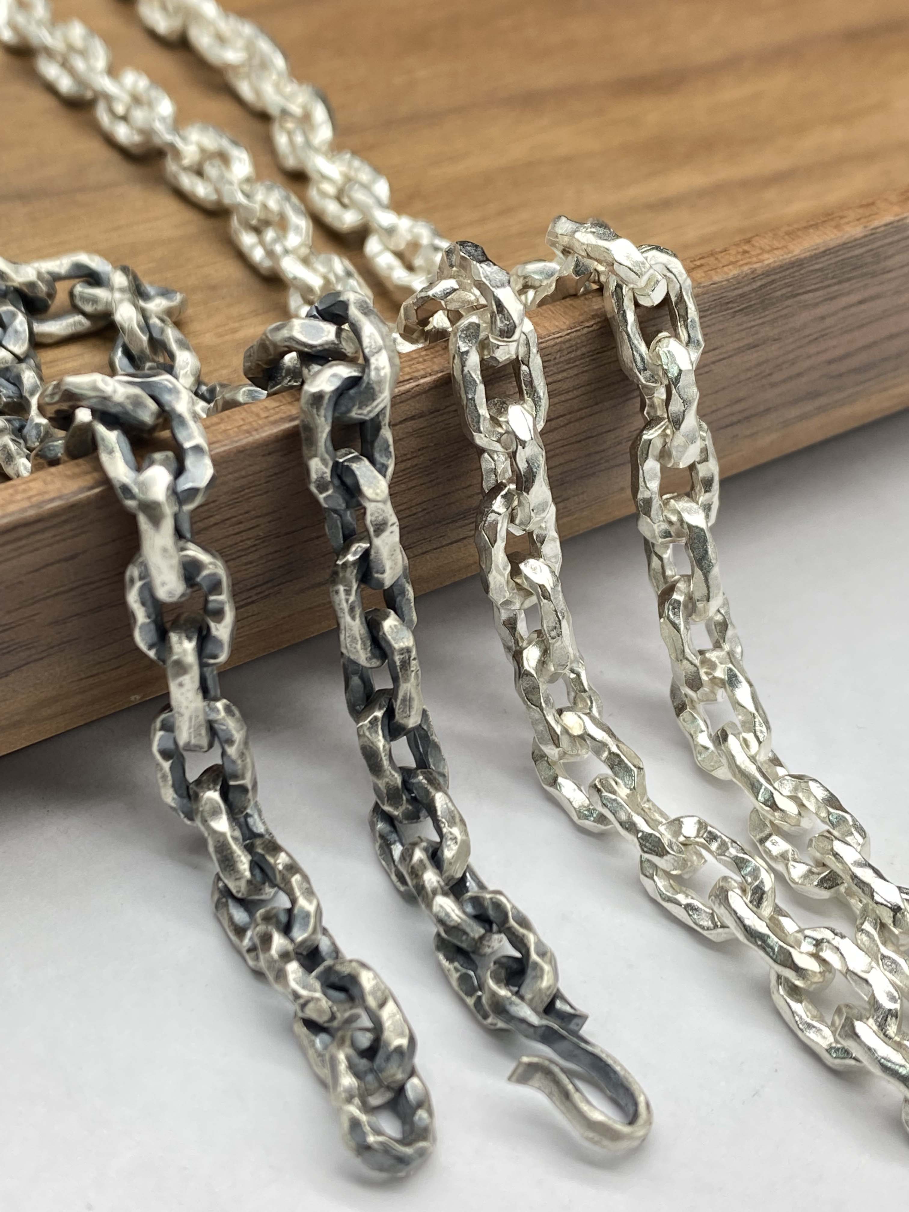 6mm,8mm,10mm Silve Chain Oxidized Silver Chain Handmade Chain Chunky Cable Chain Sterling Silver 925