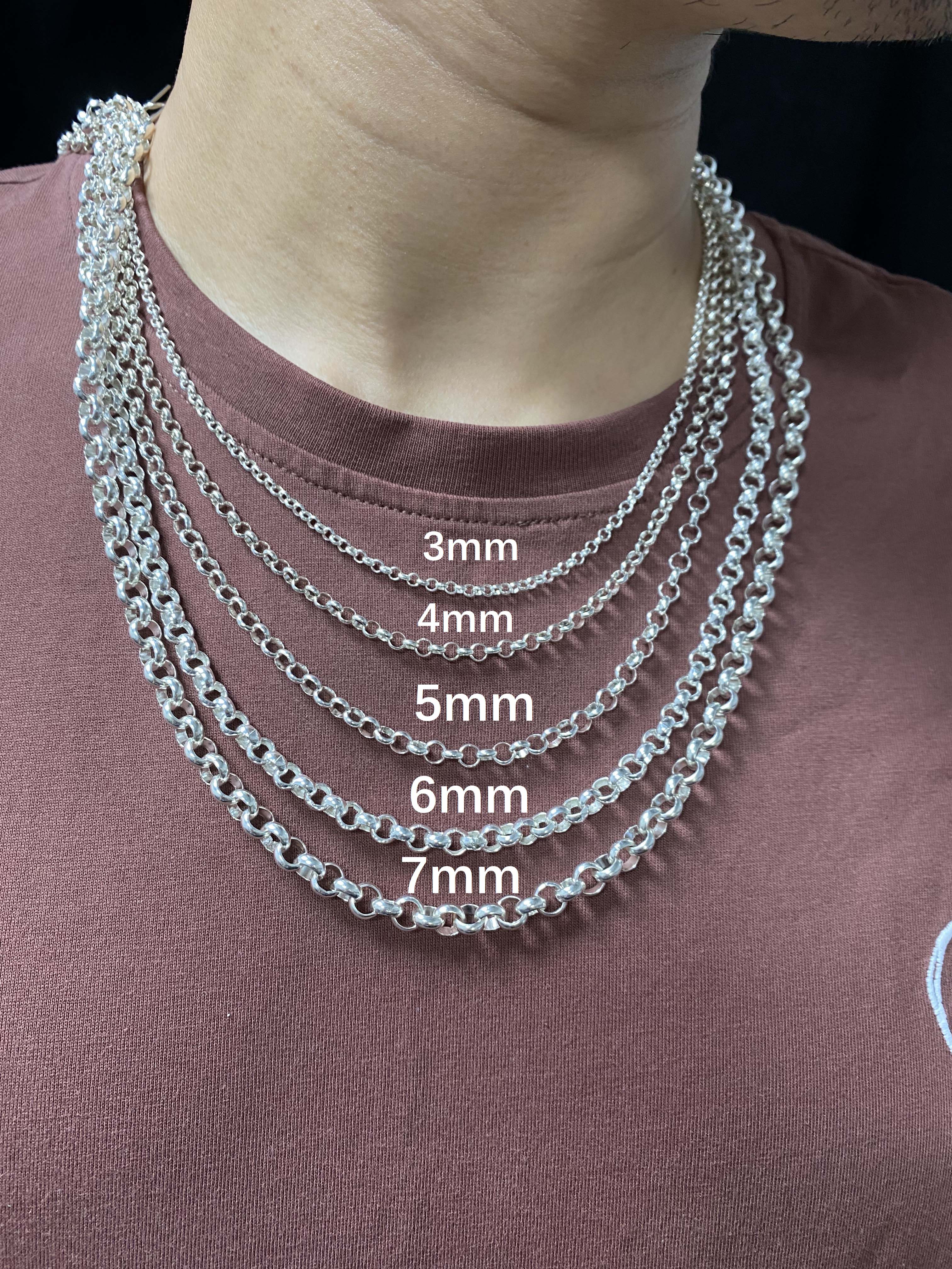 3mm,4mm,5mm,6mm,7mm Silver Chain Mens Chain Sterling 925 Chain