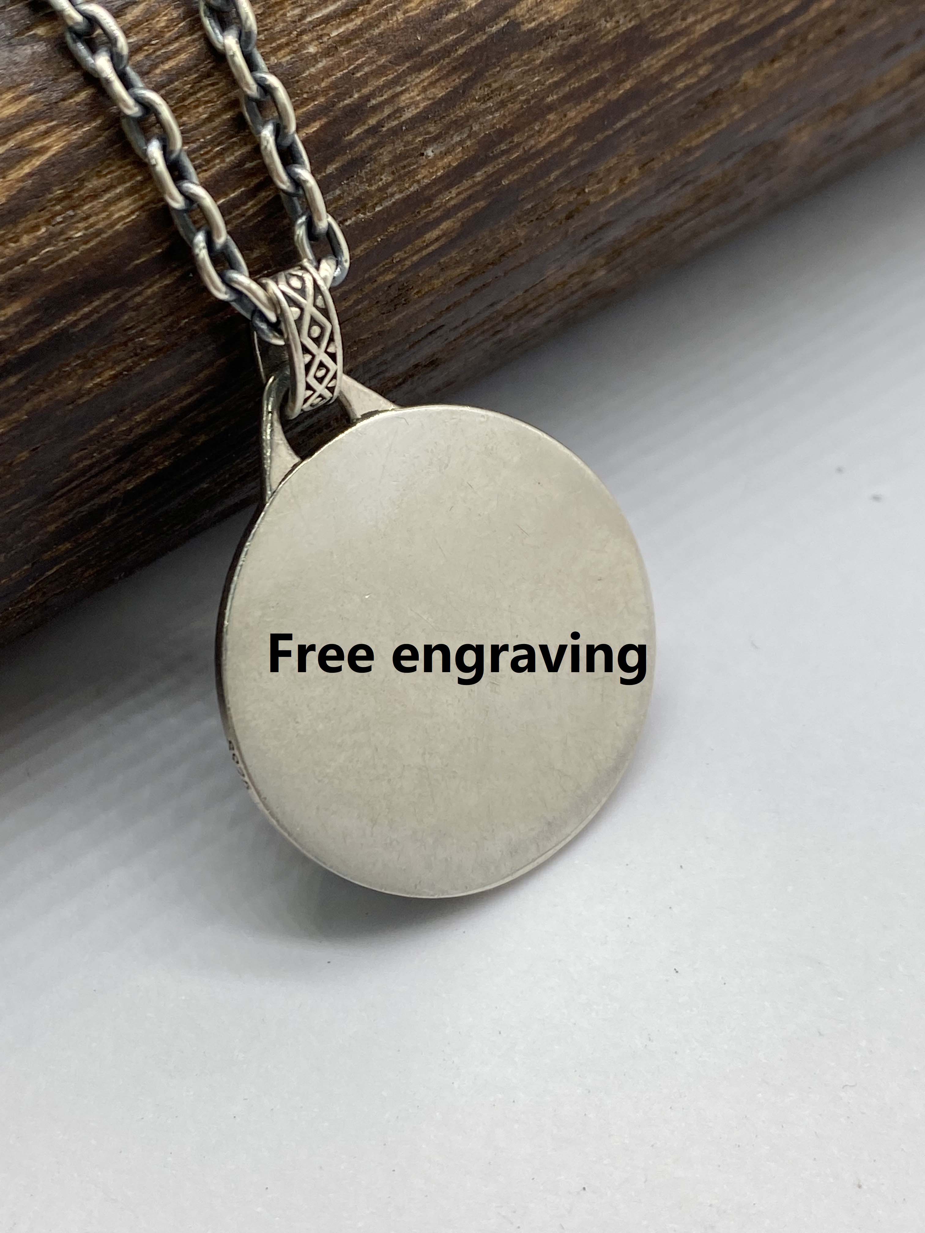 Compass Pendant Necklace Mens Compass Pendant Personalized Engraved Pendant Silver 925