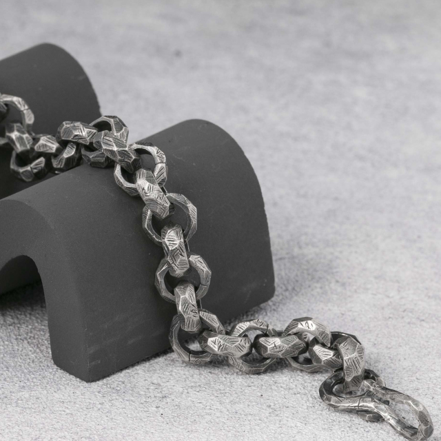 925 Sterling Silver Mens Bracelet Rolo Chain Bracelet 9mm,12mm