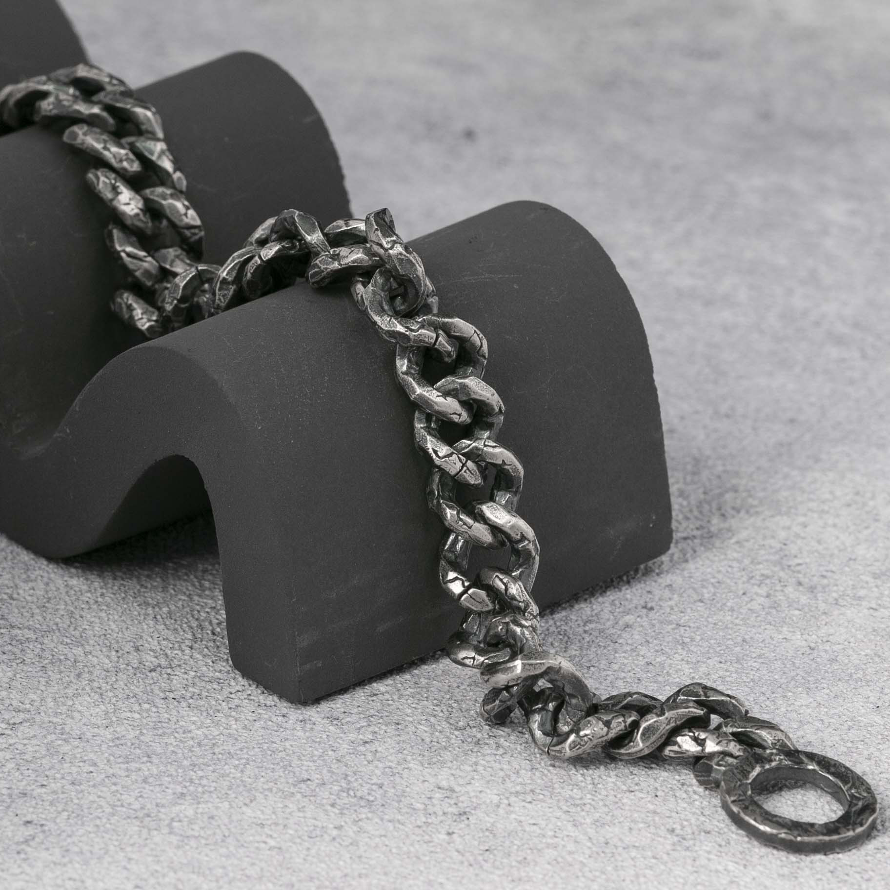 925 Sterling Silver Mens Bracelet Handmade Cuban Chain Bracelet 12mm