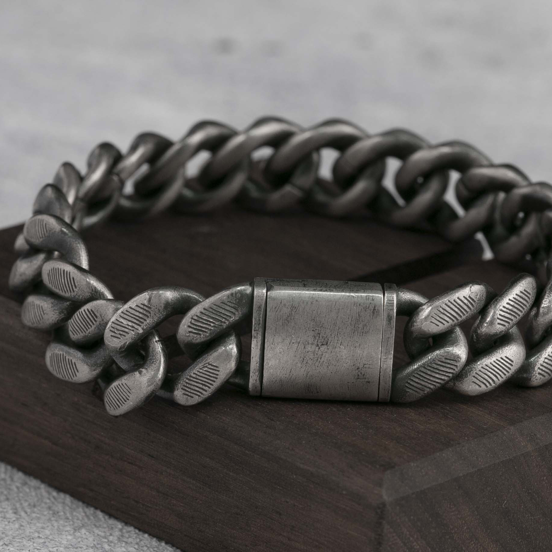 Mens Bracelet Cuban Chain Bracelet Chunky Chain  925 Sterling Silver