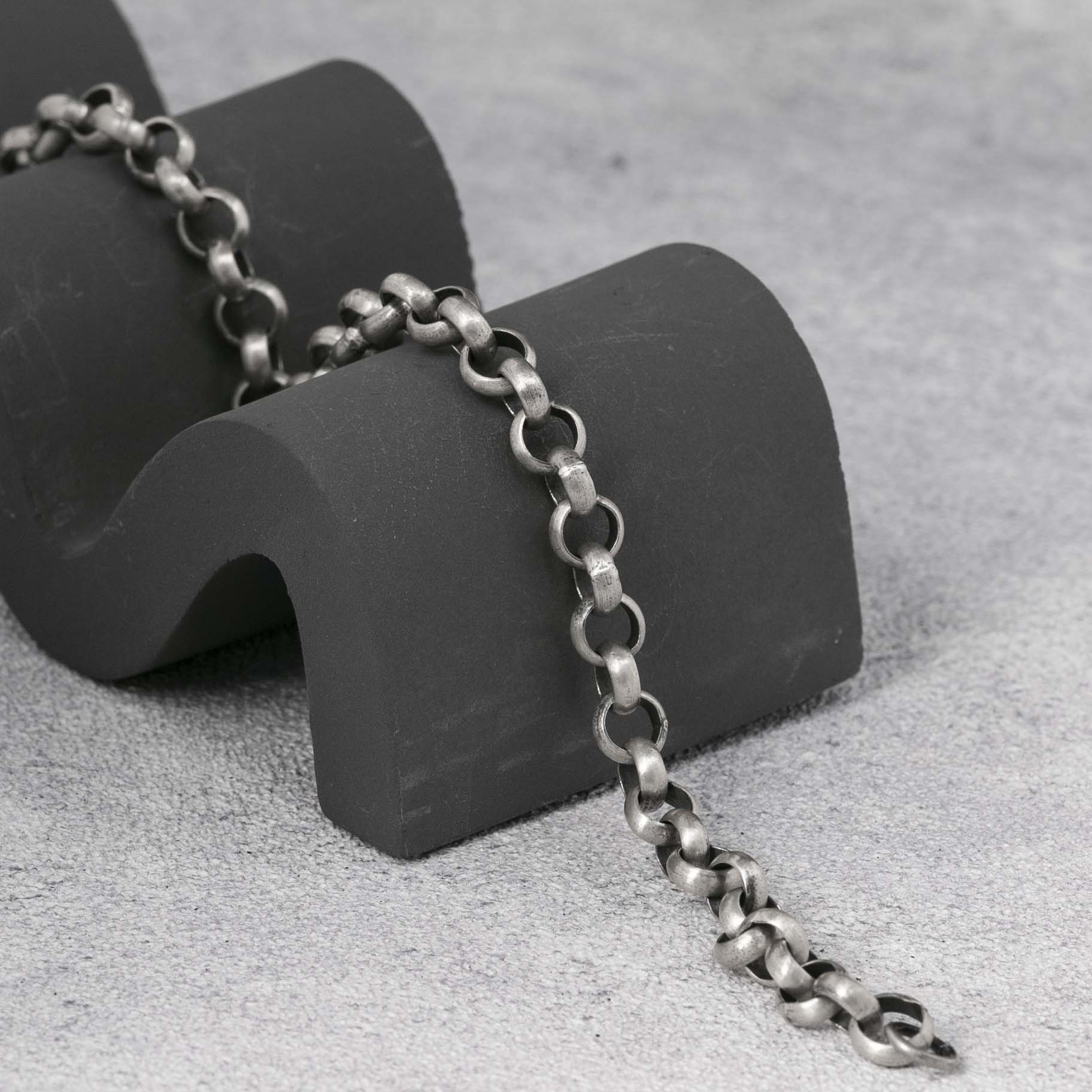 Mens Bracelet Rolo Chain Bracelet 925 Sterling Silver 7mm 10mm