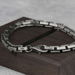 6mm Mens Bracelet Box Chain Bracelet  925 Sterling Silver