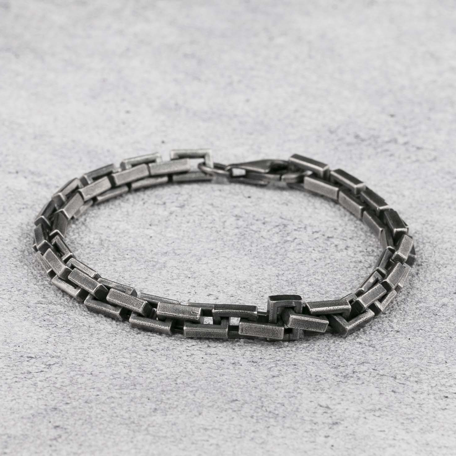 6mm Mens Bracelet Box Chain Bracelet  925 Sterling Silver