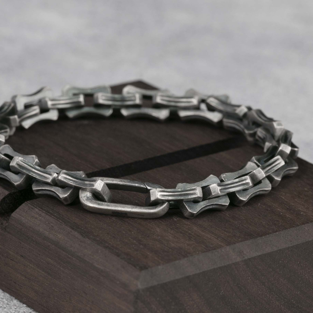 8mm Mens Bracelet Box Chain Bracelet  925 Sterling Silver