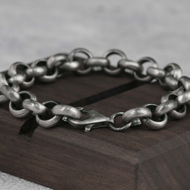 Mens Bracelet Rolo Chain Bracelet 925 Sterling Silver 7mm 10mm