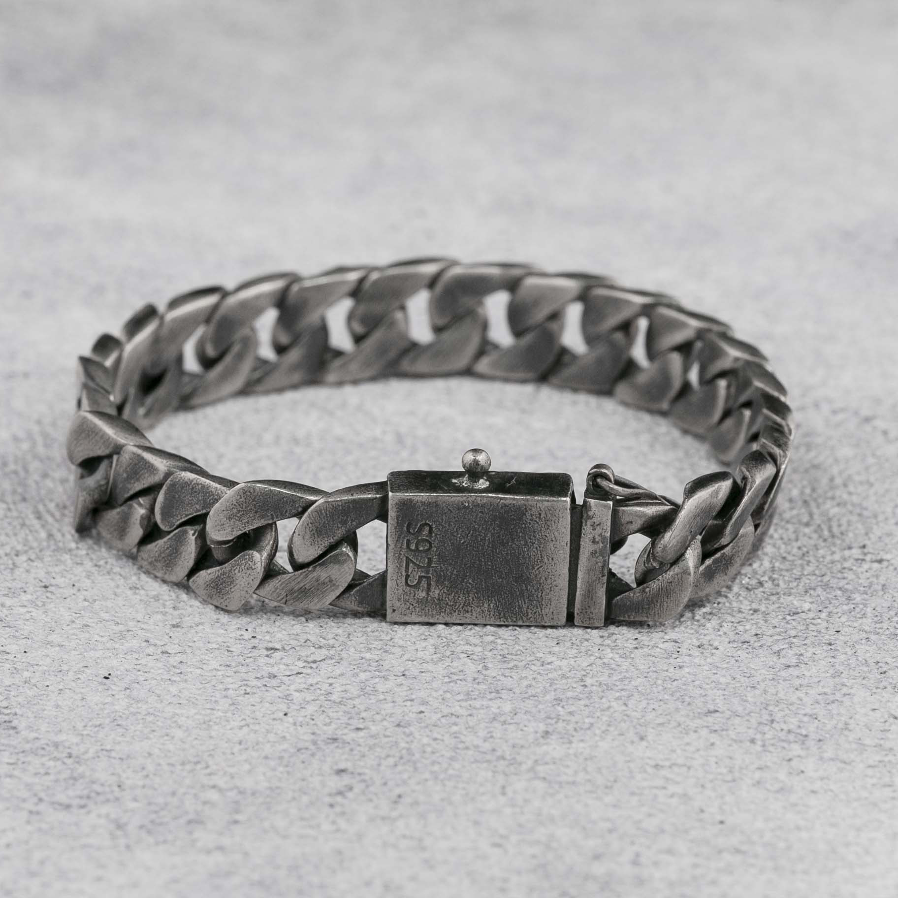 925 Sterling Silver Mens Bracelet Handmade Cuban Chain Bracelet 10mm