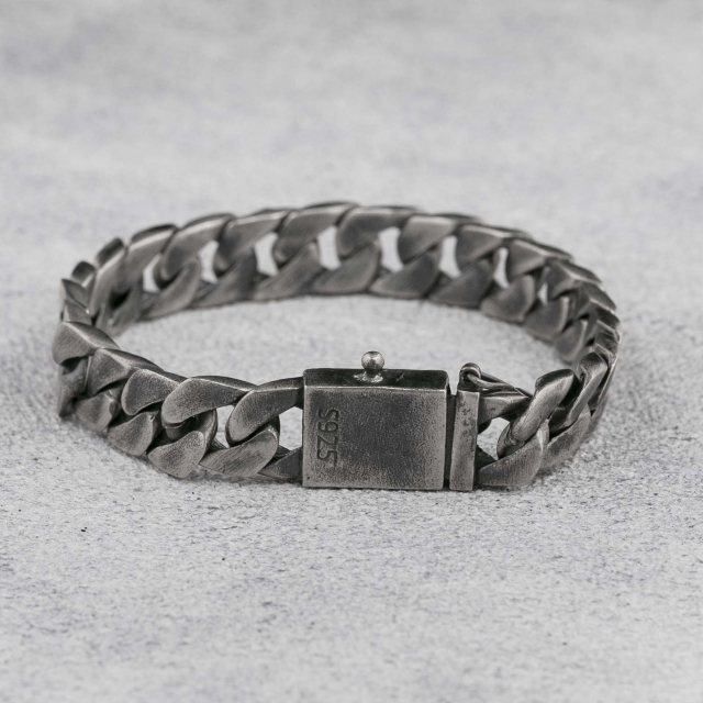 925 Sterling Silver Mens Bracelet Handmade Cuban Chain Bracelet 10mm