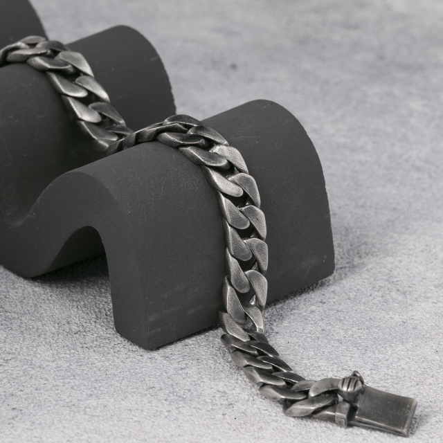 925 Sterling Silver Mens Bracelet Handmade Cuban Chain Bracelet 10mm