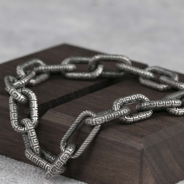 Mens Bracelet Cable Chain Bracelet  925 Sterling Silver 10MM