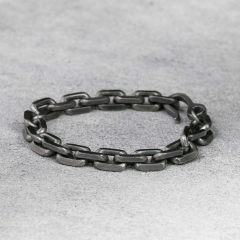 925 Solid Silver Mens Bracelet Cuban Chain Bracelet 925 Sterling Silver Oxidized Dark silver 10MM