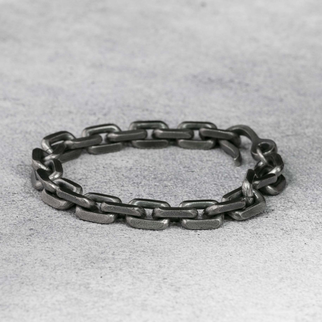 925 Solid Silver Mens Bracelet Cuban Chain Bracelet 925 Sterling Silver Oxidized Dark silver 10MM