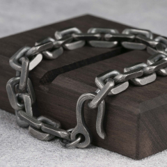 925 Solid Silver Mens Bracelet Cuban Chain Bracelet 925 Sterling Silver Oxidized Dark silver 10MM
