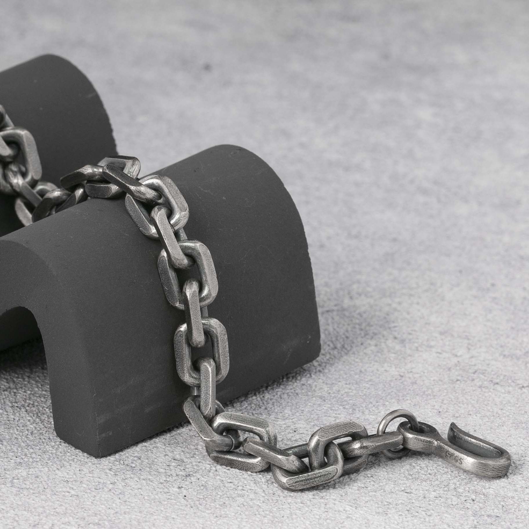 925 Solid Silver Mens Bracelet Cuban Chain Bracelet 925 Sterling Silver Oxidized Dark silver 10MM