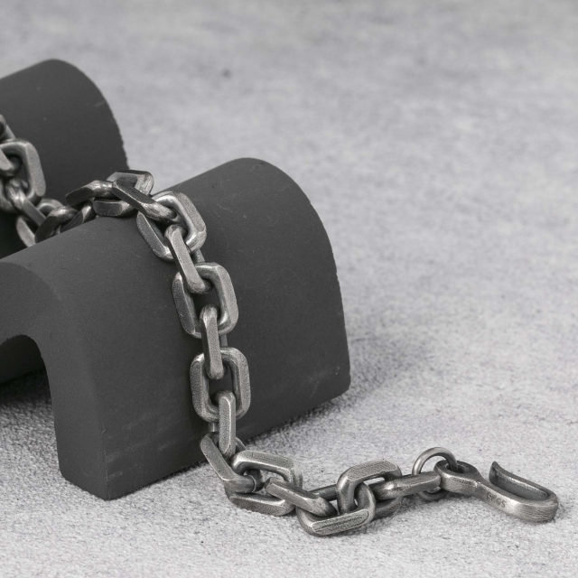 925 Solid Silver Mens Bracelet Cuban Chain Bracelet 925 Sterling Silver Oxidized Dark silver 10MM