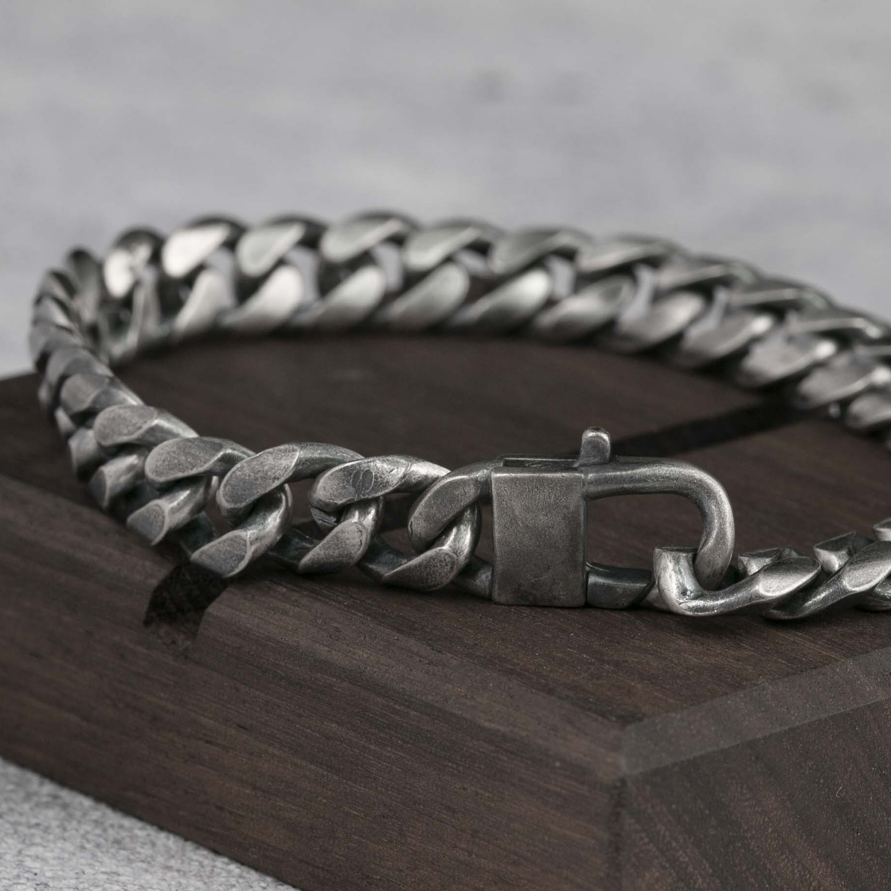 Mens Bracelet Cuban Chain Bracelet  925 Sterling Silver 10MM