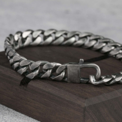 Mens Bracelet Cuban Chain Bracelet  925 Sterling Silver 10MM