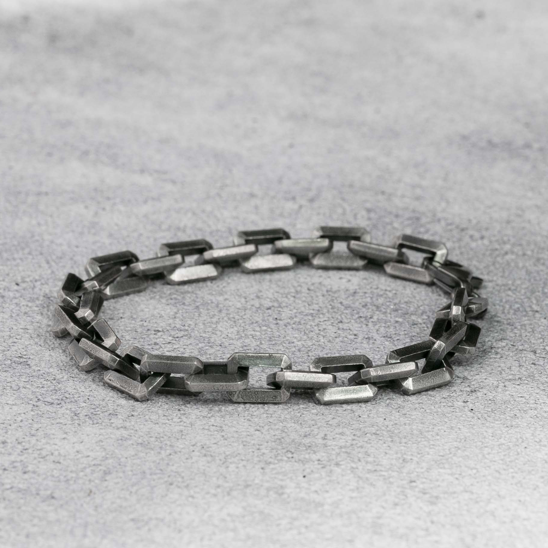 925 Solid Silver Mens Bracelet Box Chain Bracelet 925 Sterling Silver Oxidized Dark silver 6MM 8MM