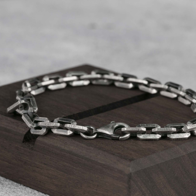 925 Solid Silver Mens Bracelet Box Chain Bracelet 925 Sterling Silver Oxidized Dark silver 6MM 8MM
