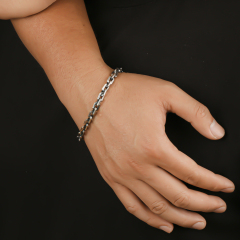 925 Solid Silver Mens Bracelet Box Chain Bracelet 925 Sterling Silver Oxidized Dark silver 6MM 8MM