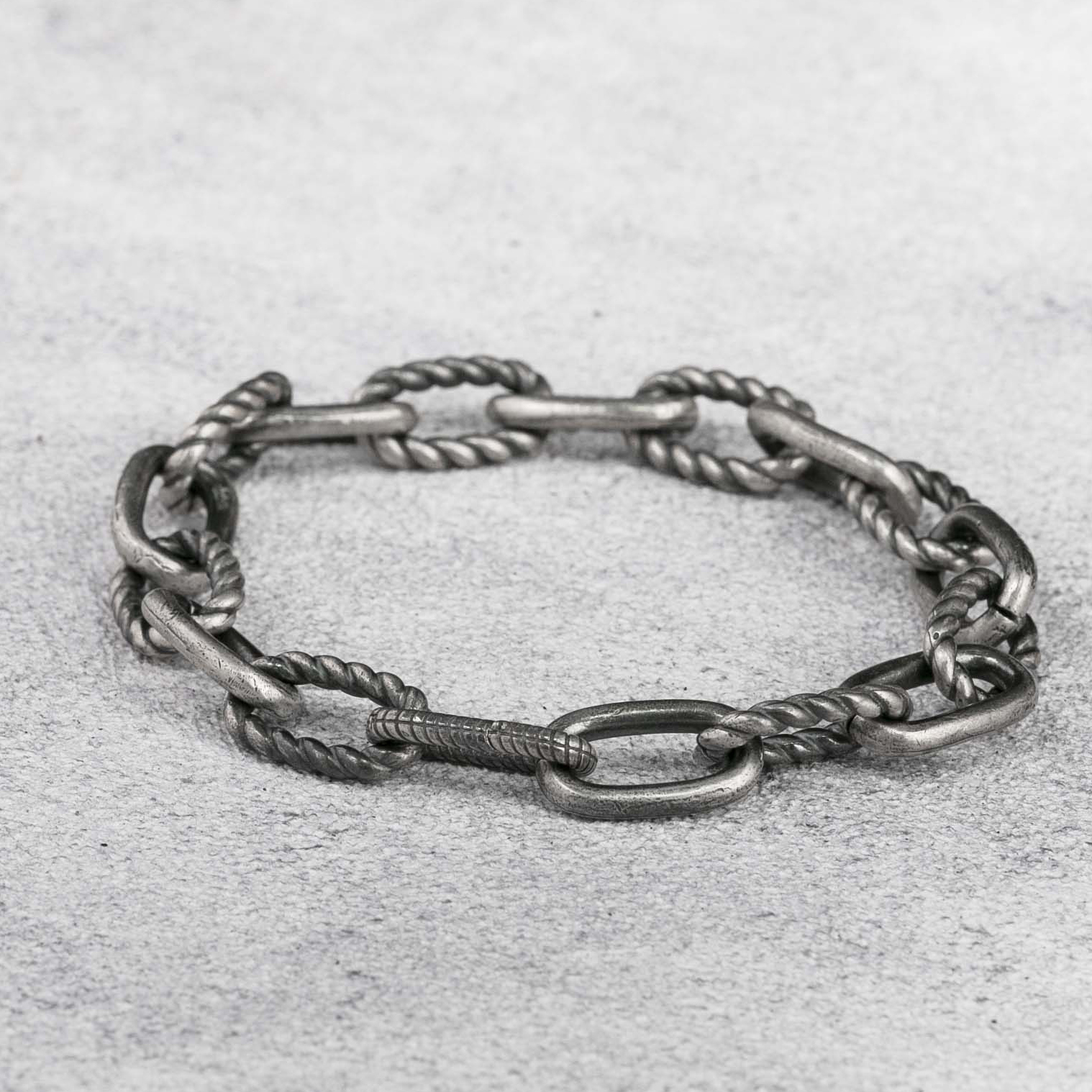Oxidized Silver Bracelet Cable Chain Bracelet  925 Sterling Silver 10.5MM