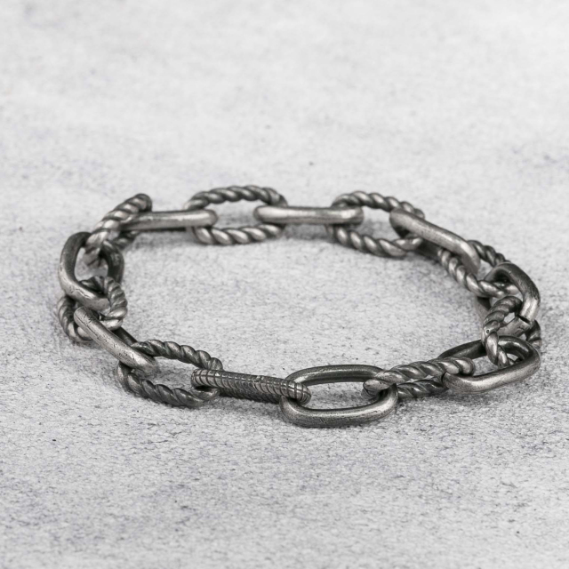 Oxidized Silver Bracelet Cable Chain Bracelet  925 Sterling Silver 10.5MM