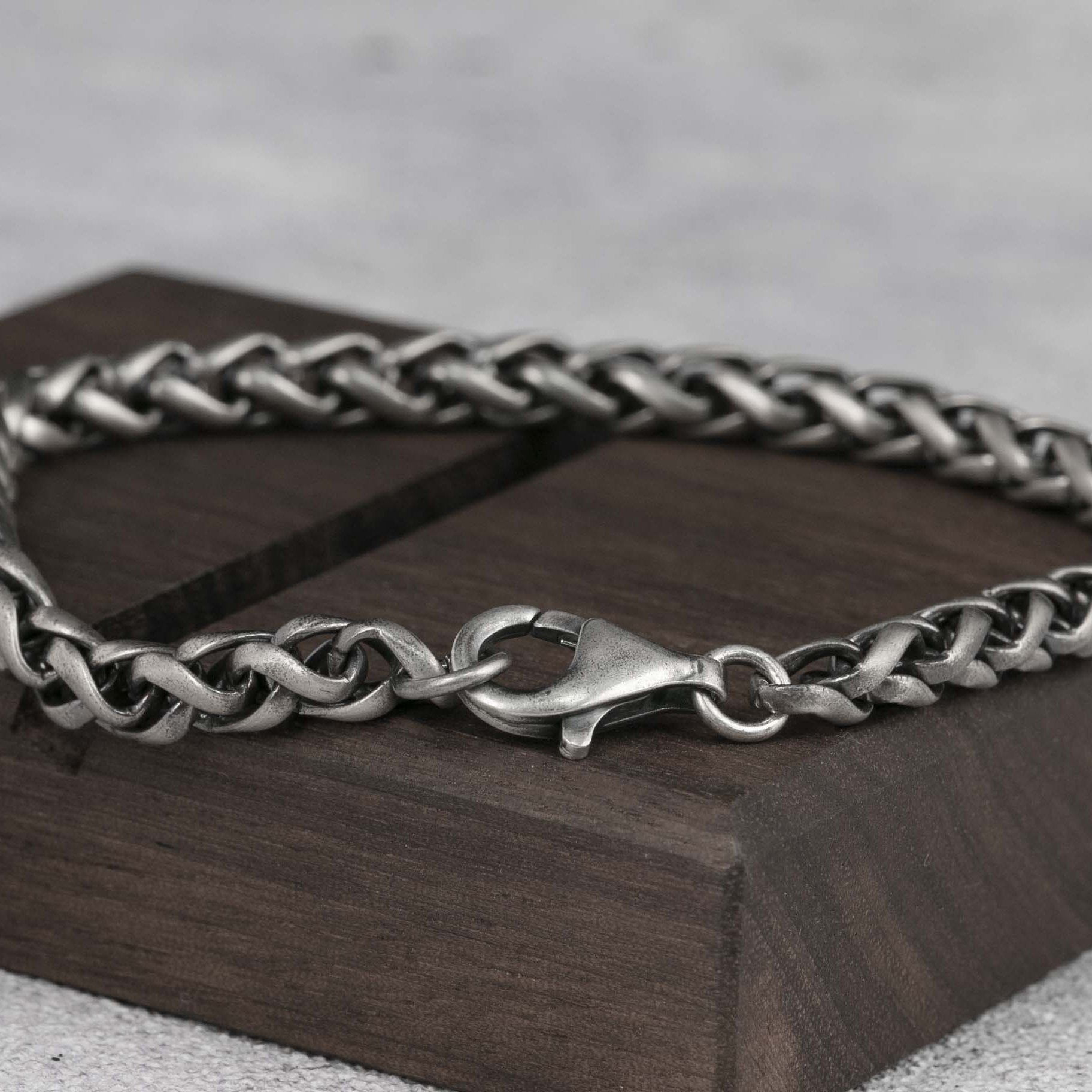 6mm Silver Bracelet Braid Chain Bracelet 925 Sterling Silver