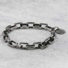 8.5mm Mens Bracelet Box Chain Bracelet Engrave Name Bracelet 925 Sterling Silver