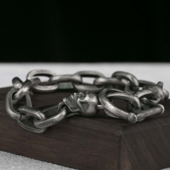 Skull bracelet Gothic Bracelet 11mm 925 Sterling Silver