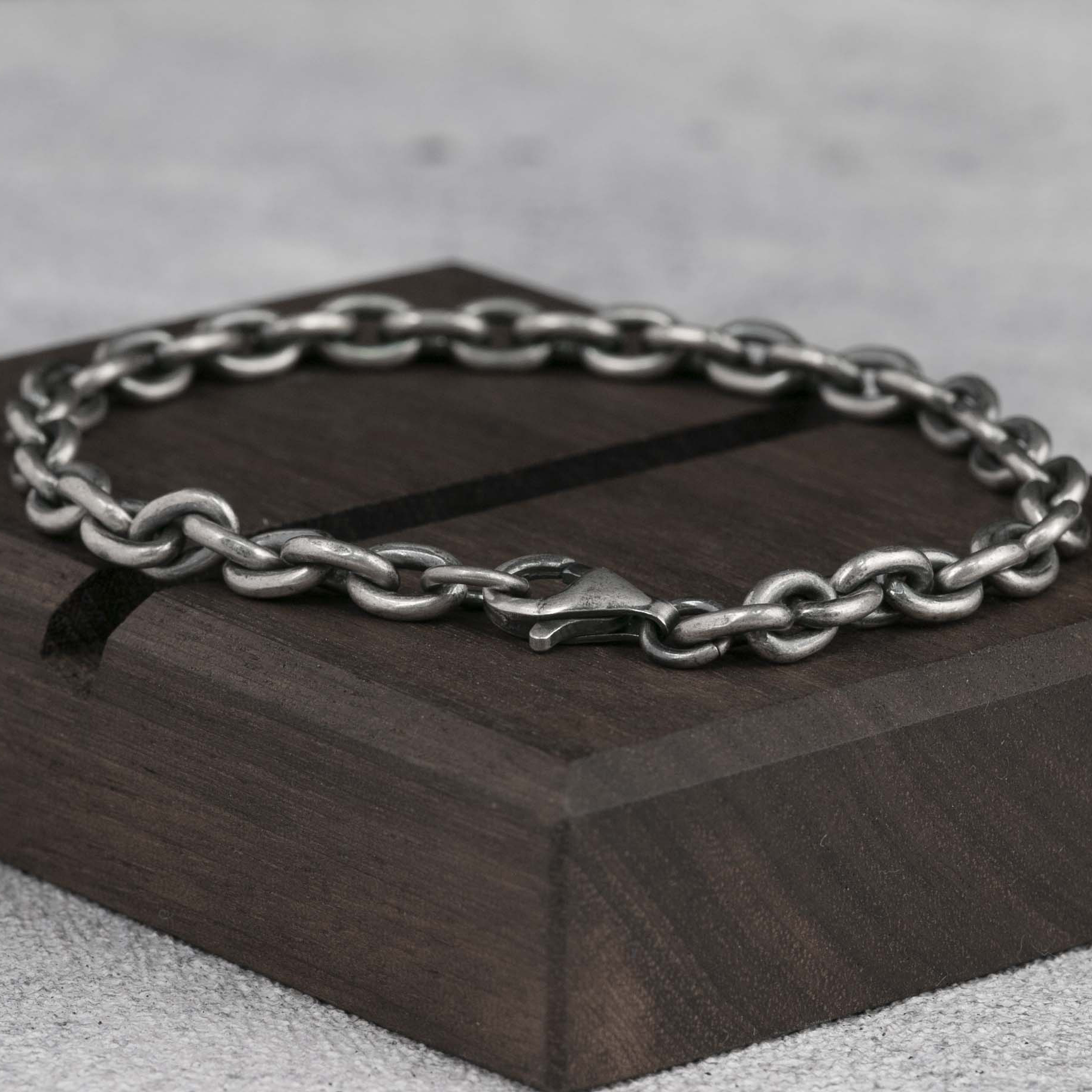 Silver  Bracelet Cable Chain Bracelet  925 Sterling Silver 5.5MM