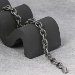 Silver  Bracelet Cable Chain Bracelet  925 Sterling Silver 8MM