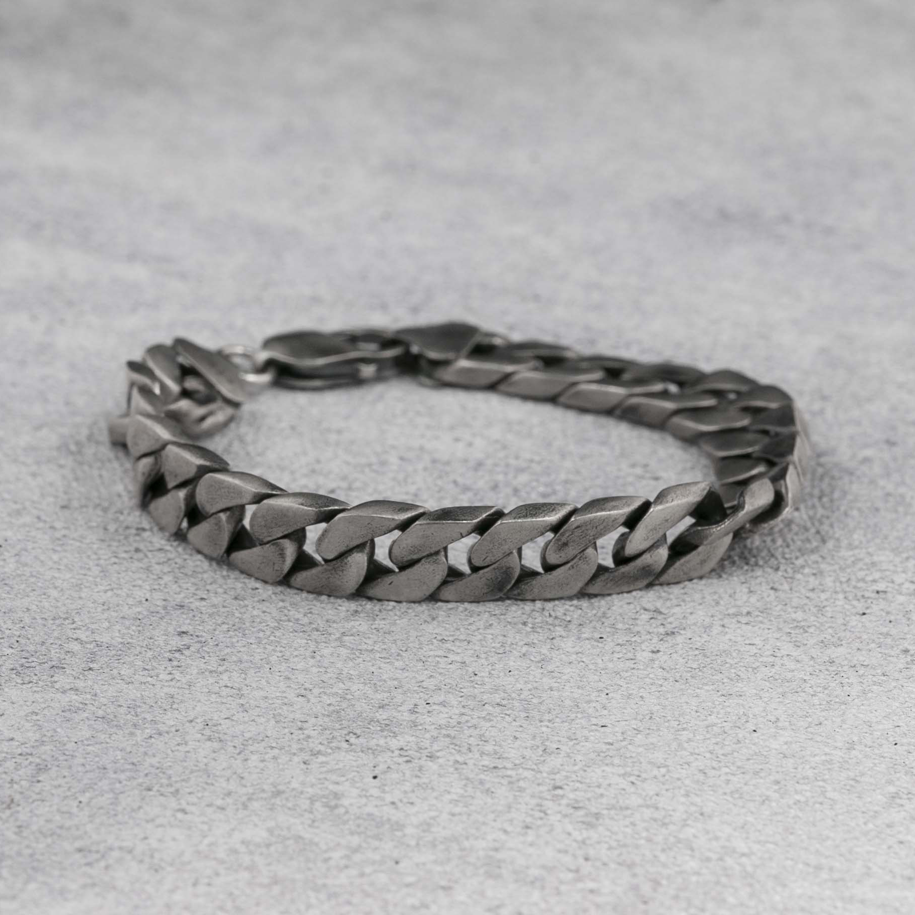 Mens Bracelet Handmade Cuban Chain Bracelet 10mm 925 Sterling Silver