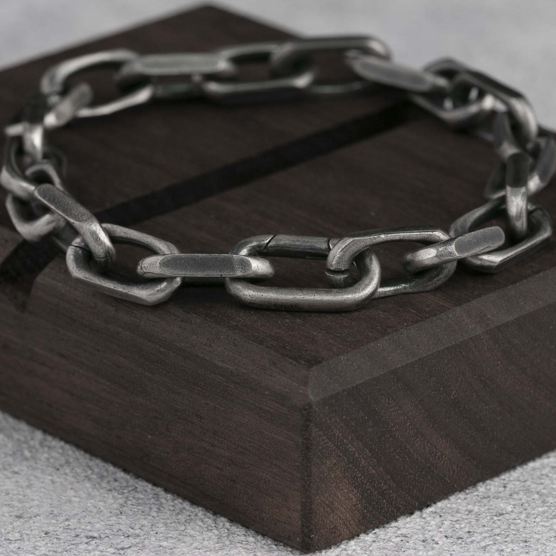 Mens Silver Bracelet Cable Chain Bracelet  925 Sterling Silver 7MM