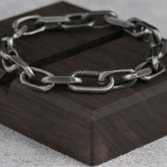 Mens Silver Bracelet Cable Chain Bracelet  925 Sterling Silver 7MM