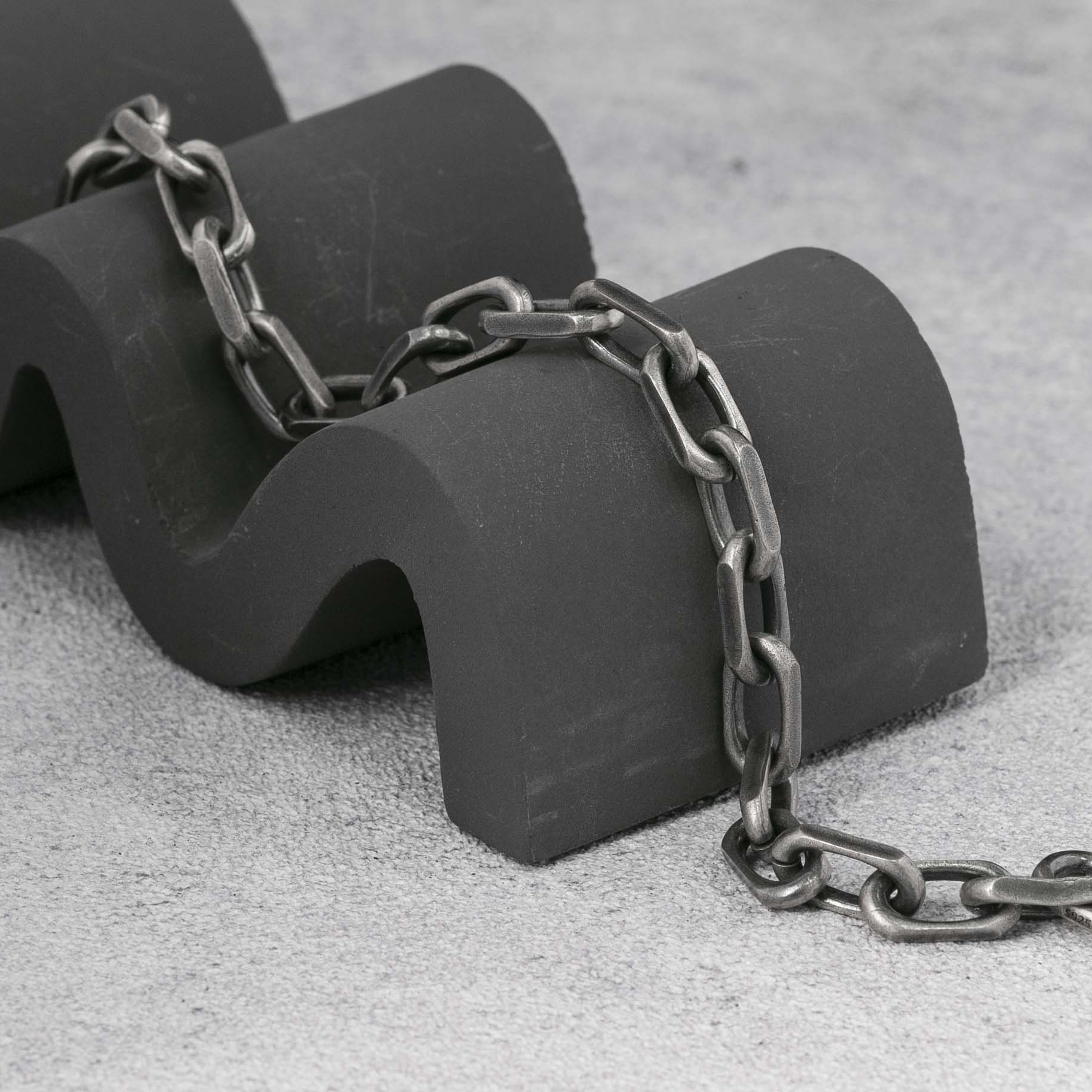 Mens Silver Bracelet Cable Chain Bracelet  925 Sterling Silver 7MM
