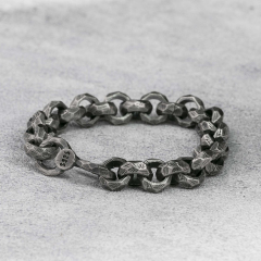 12MM Handmade Bracelet Rolo Chain Bracelet 925 Sterling Silver