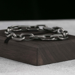 Mens Silver Bracelet Cable Chain Bracelet  925 Sterling Silver 7MM