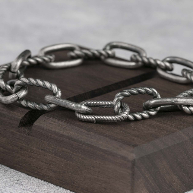 Oxidized Silver Bracelet Cable Chain Bracelet  925 Sterling Silver 10.5MM