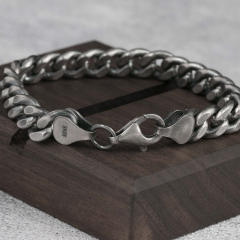 9.5mm Mens Silver Bracelet 925 Sterling Silver