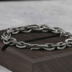 Silver  Bracelet Cable Chain Bracelet  925 Sterling Silver 8MM