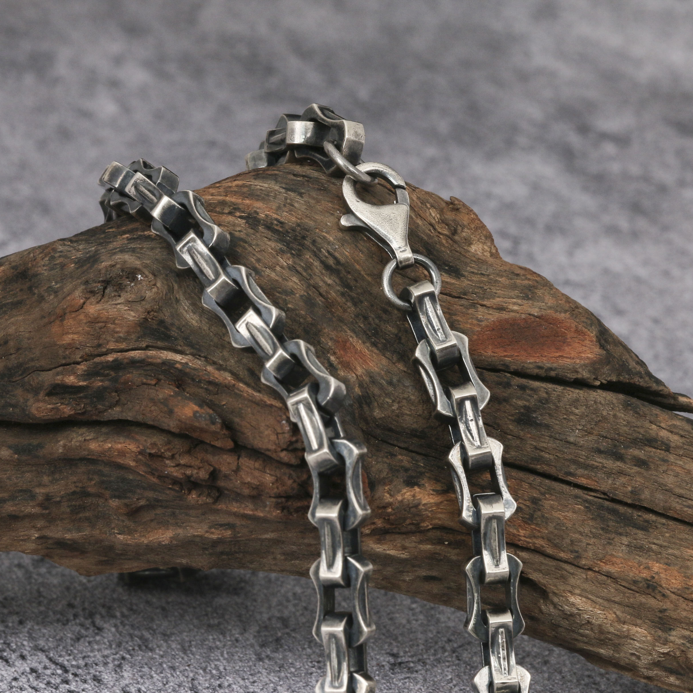 7.8mm Mens Silver Chain Oxidized Silver Chain Mens Chain 925 Sterling Silver