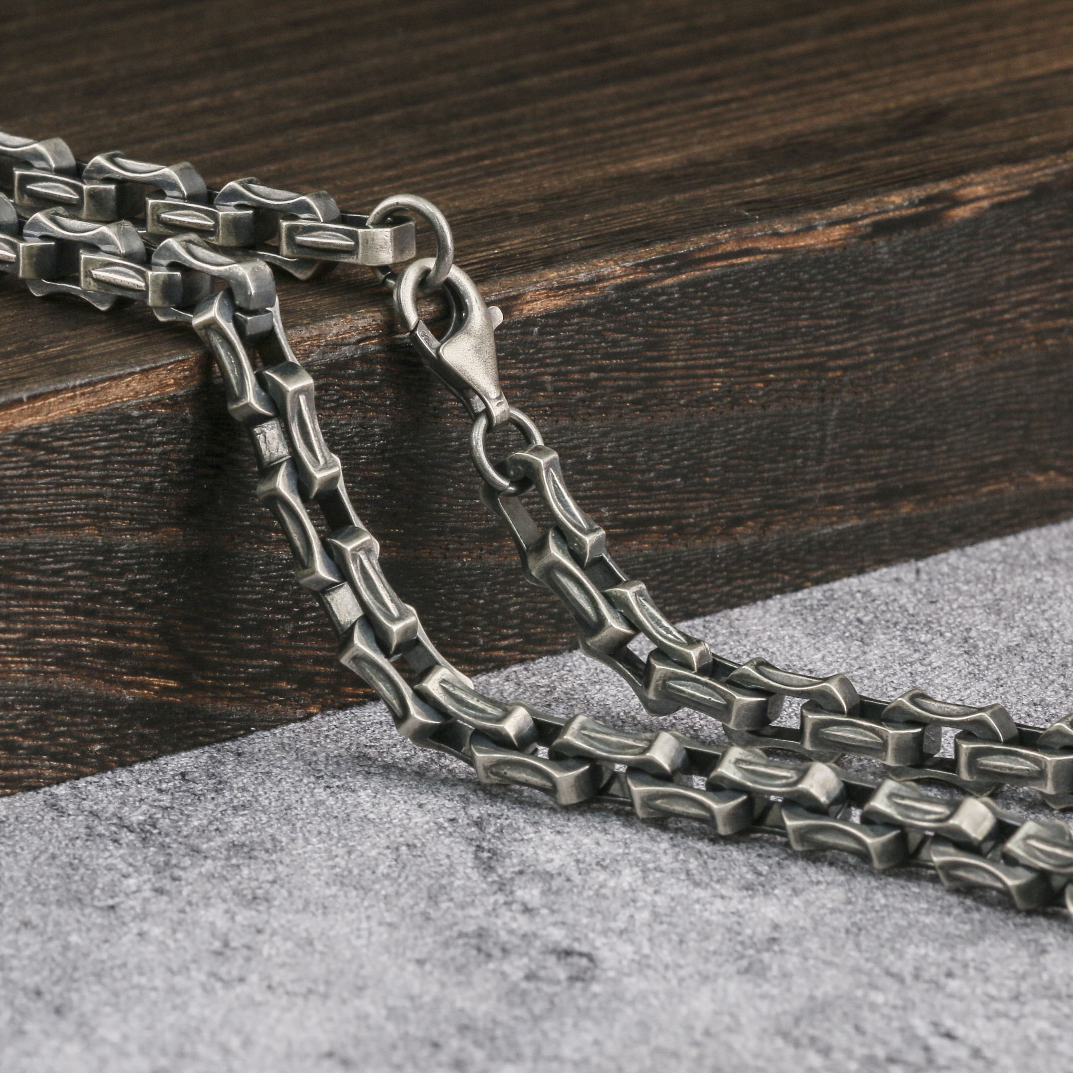 7.8mm Mens Silver Chain Oxidized Silver Chain Mens Chain 925 Sterling Silver